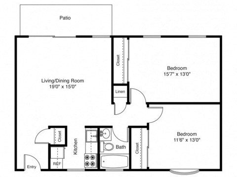 Taymil Holly House 2 Bedroom 1 Bathroom Floor Plan